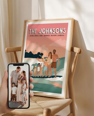 Poster Family surfing from your photo poster - Gifts for Dad, Mom's gifts, Couple gifts