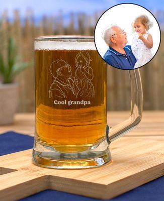 Beer mug Engraved photo and text - Gifts for Dad, Mom's gifts, Aperitif