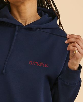 Hoodie per lei Testo personalizzato ricamato a mano - Regali per papà, Regali per la mamma, Regali per coppie