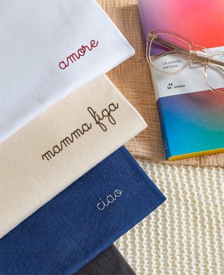 T-shirt per lei Testo personalizzato ricamato a mano - Regali per papà, Regali per la mamma, Regali per coppie