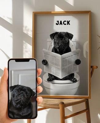 Poster Photo of cat or dog on toilet - Animals