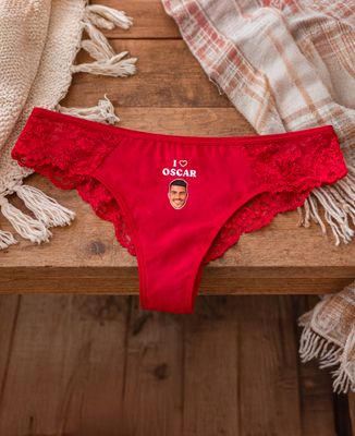 Tanga panties I love personalized name and face - Couple gifts
