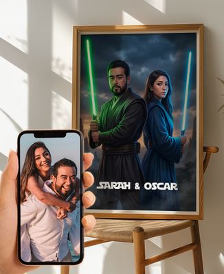Poster Personalized space knight portrait - Couple gifts, Woman Couple Gifts, Gifts for Couples