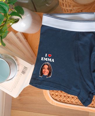 Boxers I love personalized name and face - Couple gifts