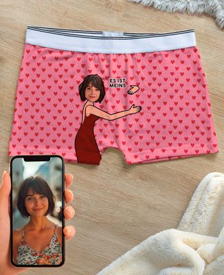 Bedruckte Boxershorts Das ist meins, Gesicht und personalisiertes Motiv