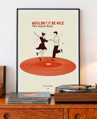 Poster Couple dancing on a disc with personalized music - Couple gifts, Woman Couple Gifts, Gifts for Couples