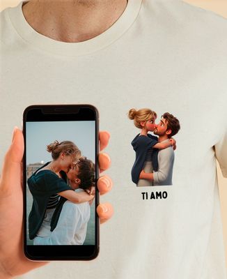 T-shirt per lui Ritratto di un film d'animazione 3D da una foto - Regali per papà, Regali per la mamma, Regali per il nonno, Regali per la nonna, Regali per coppie