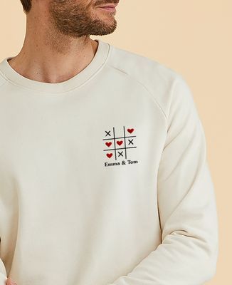 Men's sweatshirt Personalized embroidered tic-tac-toe - Couple gifts, Wedding, Woman Couple Gifts, Gifts for Couples