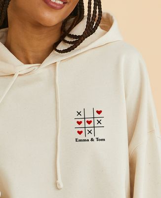 Women's Hoodie Personalized embroidered tic-tac-toe - Couple gifts, Wedding, Woman Couple Gifts, Gifts for Couples