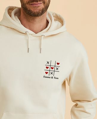Men's hoodie Personalized embroidered tic-tac-toe - Couple gifts, Wedding, Woman Couple Gifts, Gifts for Couples