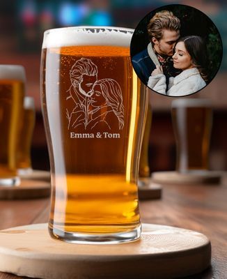 Boccale di birra Foto e testo disegnato a linee - Regali per papà, Aperitivo, Regali per il nonno, Regali per coppie, Matrimonio