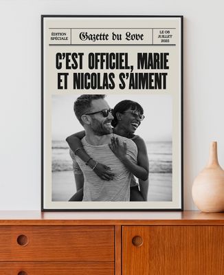 Affiche Une de journal personnalisée - Cadeaux Couple, Cadeaux Couple Femme, Cadeaux Couple Homme