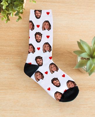 Unisex socks The couple's faces and colorful hearts
