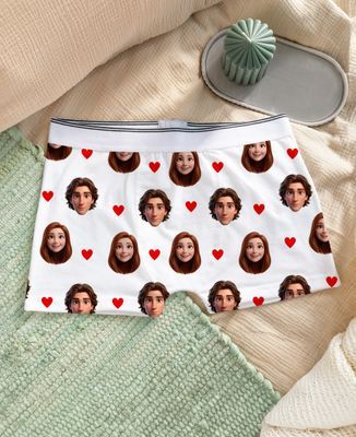 Printed boxer shorts The couple's 3D faces and colorful hearts - Couple gifts, Gifts for Couples