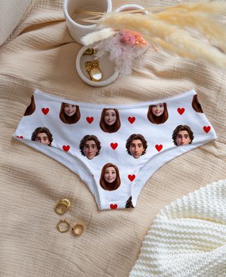 Printed panties The couple's 3D faces and colorful hearts - Couple gifts, Gifts for Couples