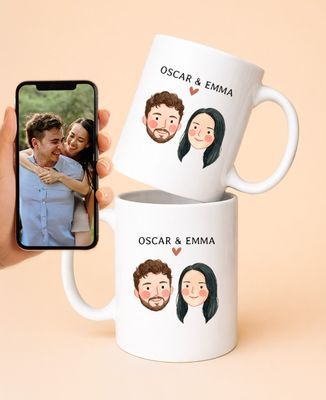 Tasse Paar, das von Ihrem Foto aus gezeichnet wurde - Geschenke für Paare, Hochzeit, Geschenke Paar Frau, Geschenke Paar Mann