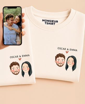 Sweatshirt Frau Paar, das von Ihrem Foto aus gezeichnet wurde - Geschenke für Paare, Hochzeit, Geschenke Paar Frau, Geschenke Paar Mann