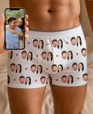 Printed boxer shorts Pencil couple from your photo - Couple gifts, Wedding, Woman Couple Gifts, Gifts for Couples