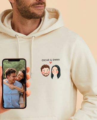 Hoodie Männer Paar, das von Ihrem Foto aus gezeichnet wurde - Geschenke für Paare, Hochzeit, Geschenke Paar Frau, Geschenke Paar Mann