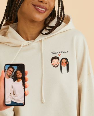 Hoodie Frauen Paar, das von Ihrem Foto aus gezeichnet wurde - Geschenke für Paare, Hochzeit, Geschenke Paar Frau, Geschenke Paar Mann