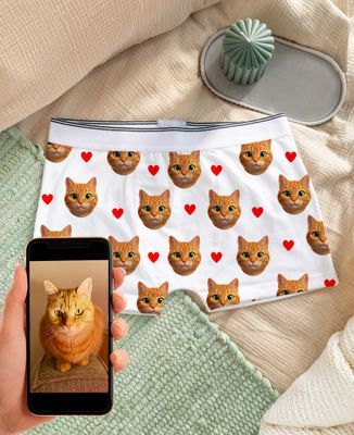 Printed boxer shorts 3D animal head and colorful hearts - Animals