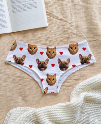 Printed panties 3D animal head and colorful hearts - Animals