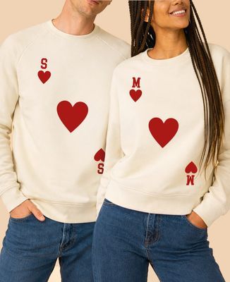 Women's sweatshirt Personalized Heart and Initials card - Couple gifts, Woman Couple Gifts, Gifts for Couples