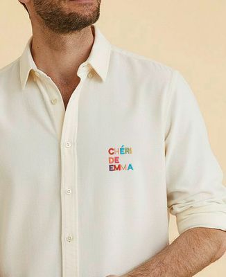 Chemise Chéri de prénom multicolore brodé - Cadeaux Maman, Cadeaux Couple, Cadeaux Couple Femme, Cadeaux Couple Homme