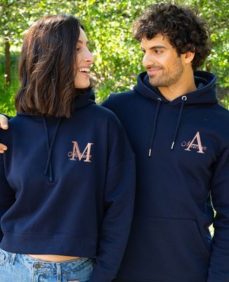 Women's Hoodie Initial and first name embroidered on the heart - Couple gifts, Woman Couple Gifts, Gifts for Couples