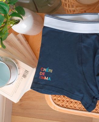 Boxer Chéri de prénom multicolore brodé - Cadeaux Maman, Cadeaux Couple, Cadeaux Couple Femme, Cadeaux Couple Homme