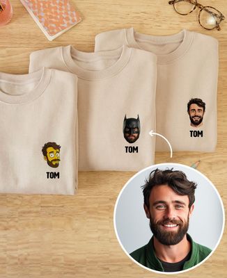 Men's sweatshirt Face and first name with the AI filter of your choice - Couple gifts, Gifts for Couples