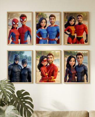 Poster Superhero portrait of your choice - Couple gifts, Woman Couple Gifts, Gifts for Couples