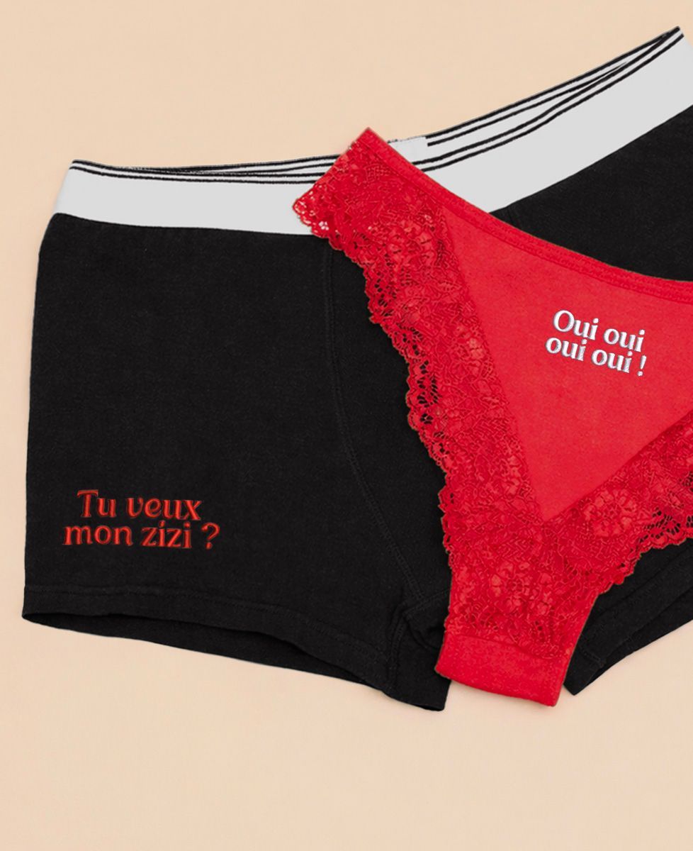 Boxer Tu veux mon zizi brodé - Cadeaux Couple, Cadeaux Couple Femme, Cadeaux Couple Homme