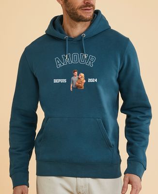 Hoodie homme Couple illustré par IA avec date et texte personnalisé - Cadeaux Couple, Cadeaux Couple Femme, Cadeaux Couple Homme