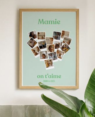 Affiche 16 photos vintage en forme de coeur - Cadeaux Maman, Cadeaux Mamie, Cadeaux Couple, Cadeaux Couple Femme