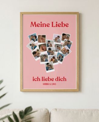 Poster 16 Vintage-Fotos in Herzform - Geschenke Mama, Geschenke Oma, Geschenke für Paare, Geschenke Paar Frau