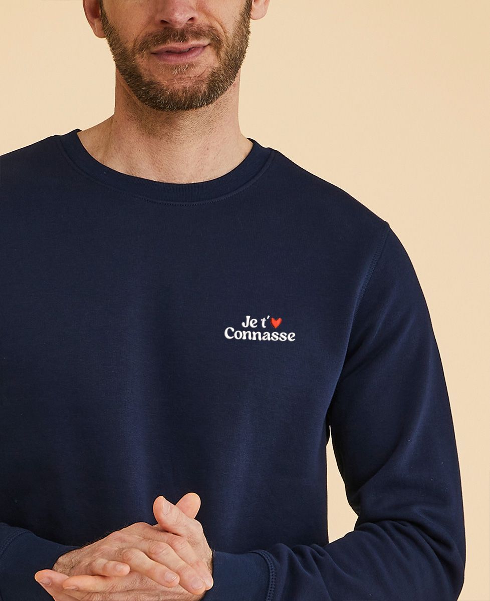Sweatshirt homme Je t'aime connasse brodé - Cadeaux Couple, Cadeaux Couple Homme