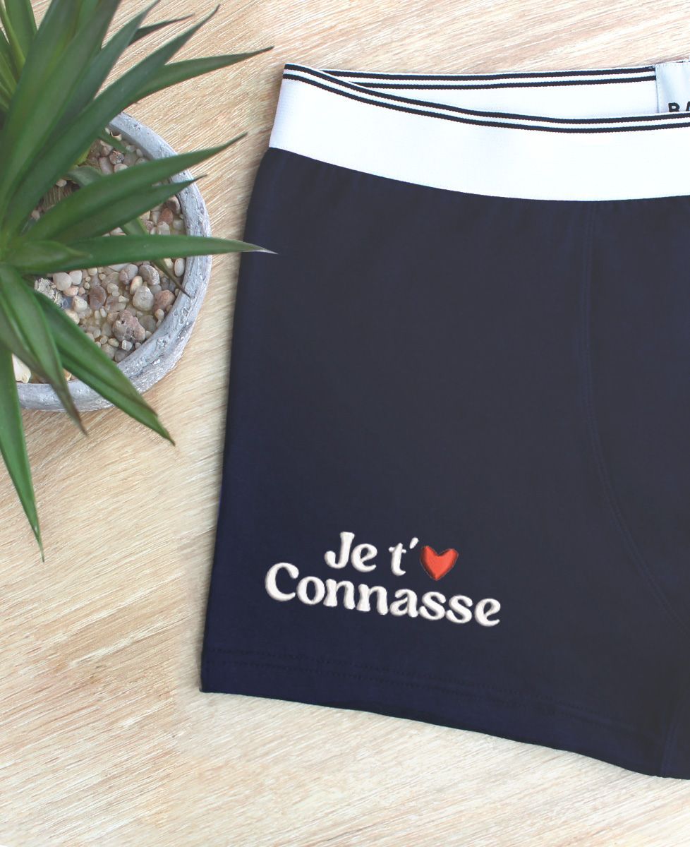 Boxer Je t'aime connasse brodé - Cadeaux Couple, Cadeaux Couple Homme