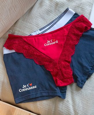 Boxer Je t'aime connasse brodé - Cadeaux Couple, Cadeaux Couple Homme