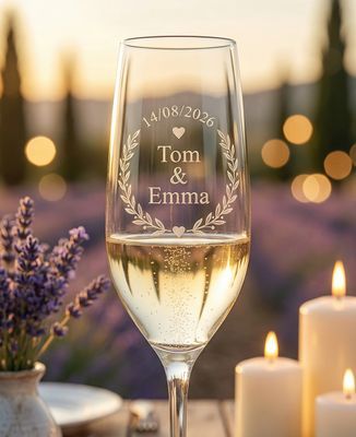 Champagne glass Personalized engraved wedding - Wedding