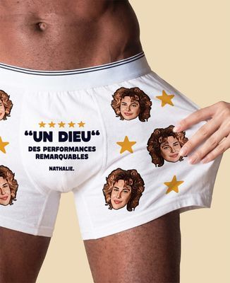 Boxer imprimé Avis client et visage personnalisé - Cadeaux Couple, Cadeaux Couple Homme