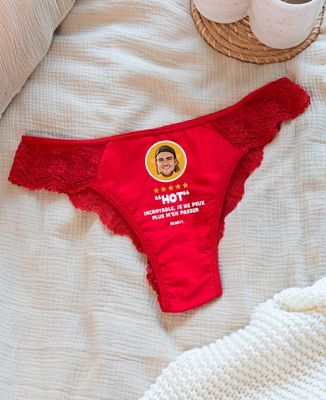 Culotte tanga Avis client et visage personnalisé - Cadeaux Couple, Cadeaux Couple Homme