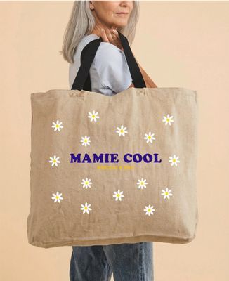 Sac XXL Mamie cool fleuri et prénom des enfants - Cadeaux Mamie