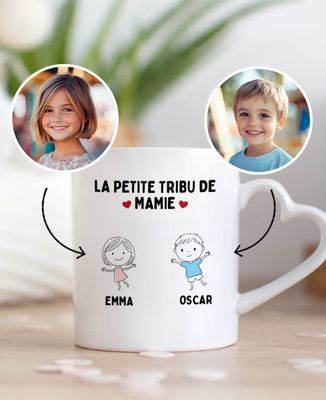 Mug La petite tribu de Mamie depuis vos photos - Cadeaux Mamie