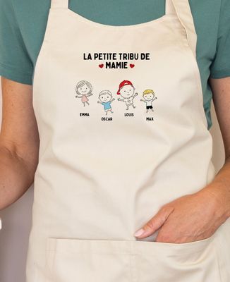 Tablier à poche La petite tribu de Mamie depuis vos photos - Cadeaux Mamie