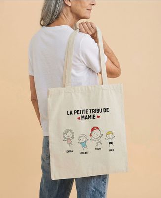 Tote bag La petite tribu de Mamie depuis vos photos - Cadeaux Mamie