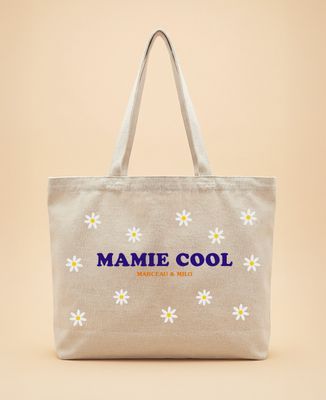 Maxi tote bag Mamie cool fleuri et prénom des enfants - Cadeaux Mamie