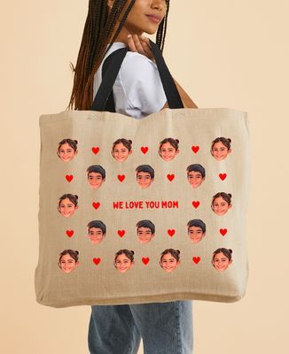 XXL bag Children's faces and colorful personalized hearts