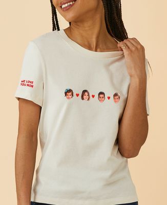Women's T-Shirt Children's faces and colorful personalized hearts