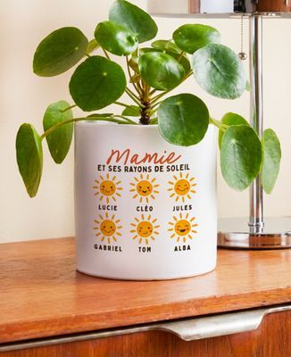 Pot de fleurs Mamie et ses rayons de soleils personnalisé - Cadeaux Mamie